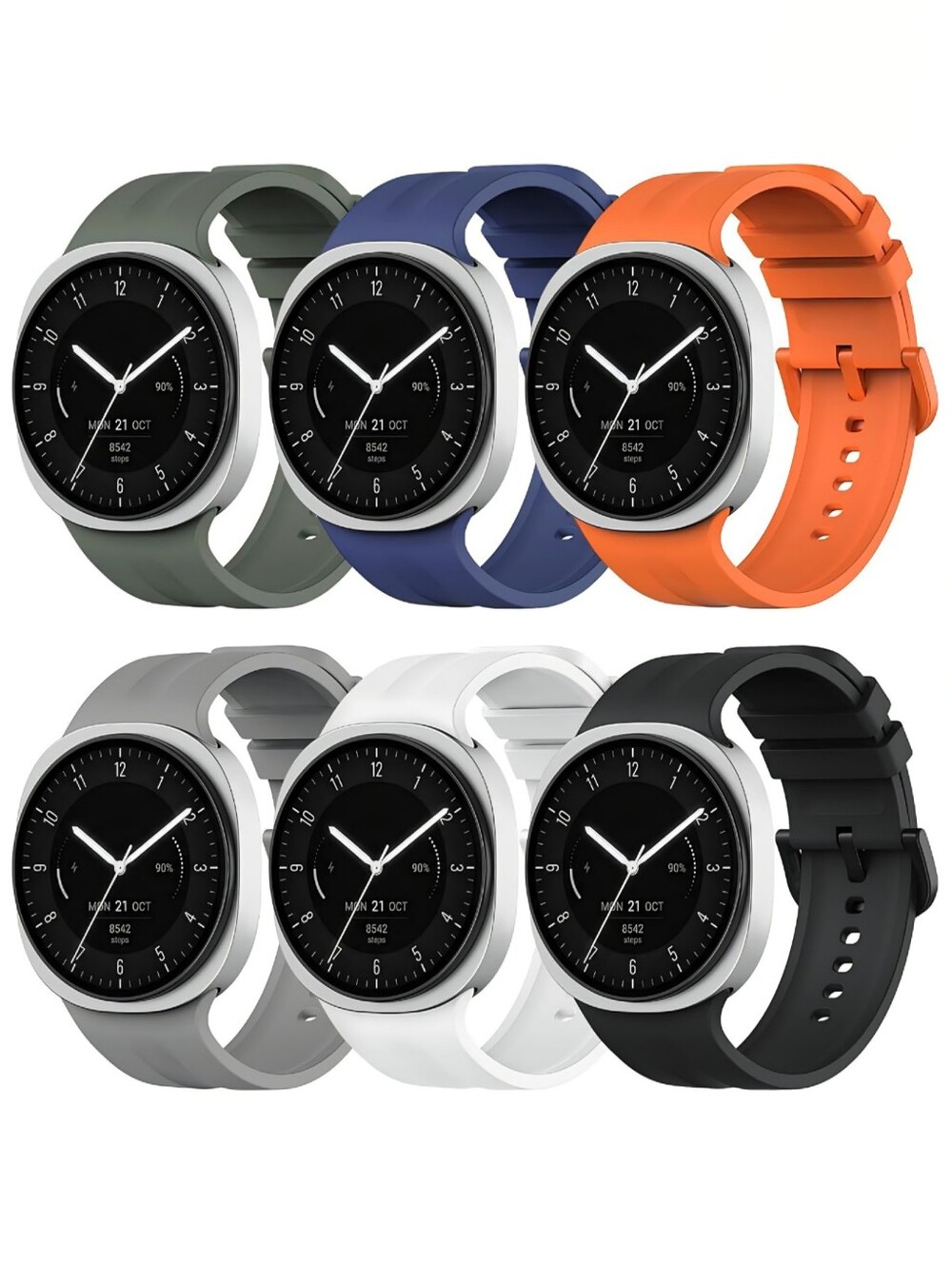 Samsung Galaxy Watch 9/8 40mm/44mm 6 Pcs No Gap Silicone Bands - NEW